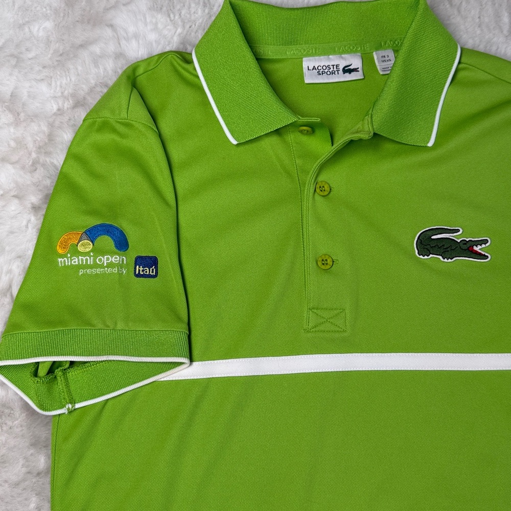 Lacoste Sport Miami Open Ultra‎ Dry Polo Shirt Womens US XS FR 2 Green Tennis